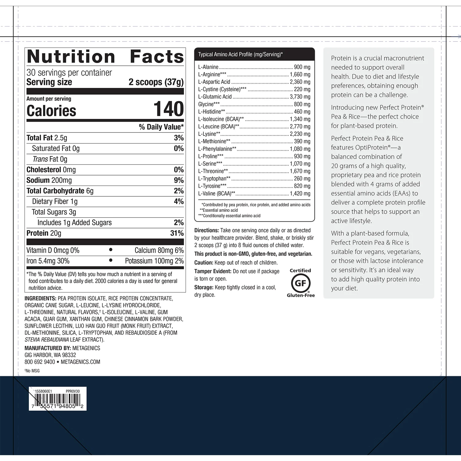 Perfect Protein Pea & Rice (30 servings) - Image 2
